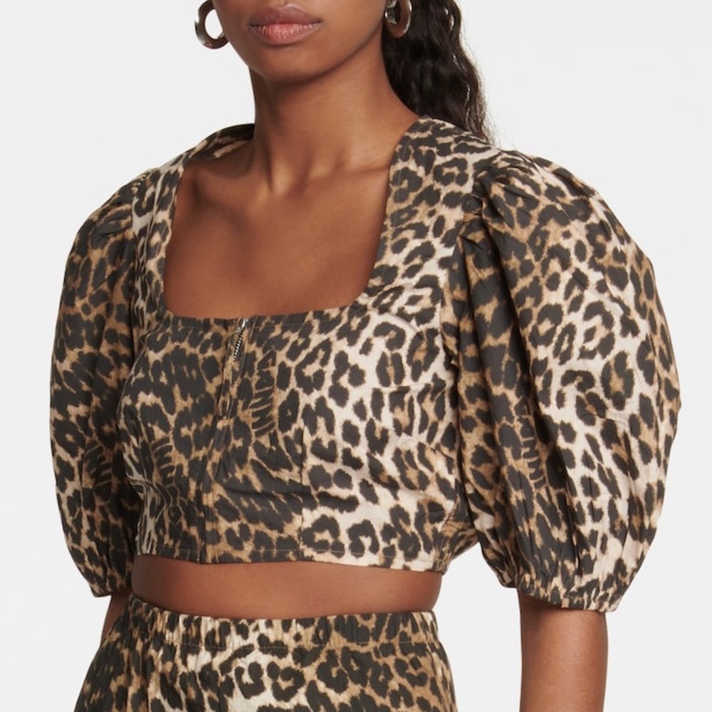 Ganni leopard crop top